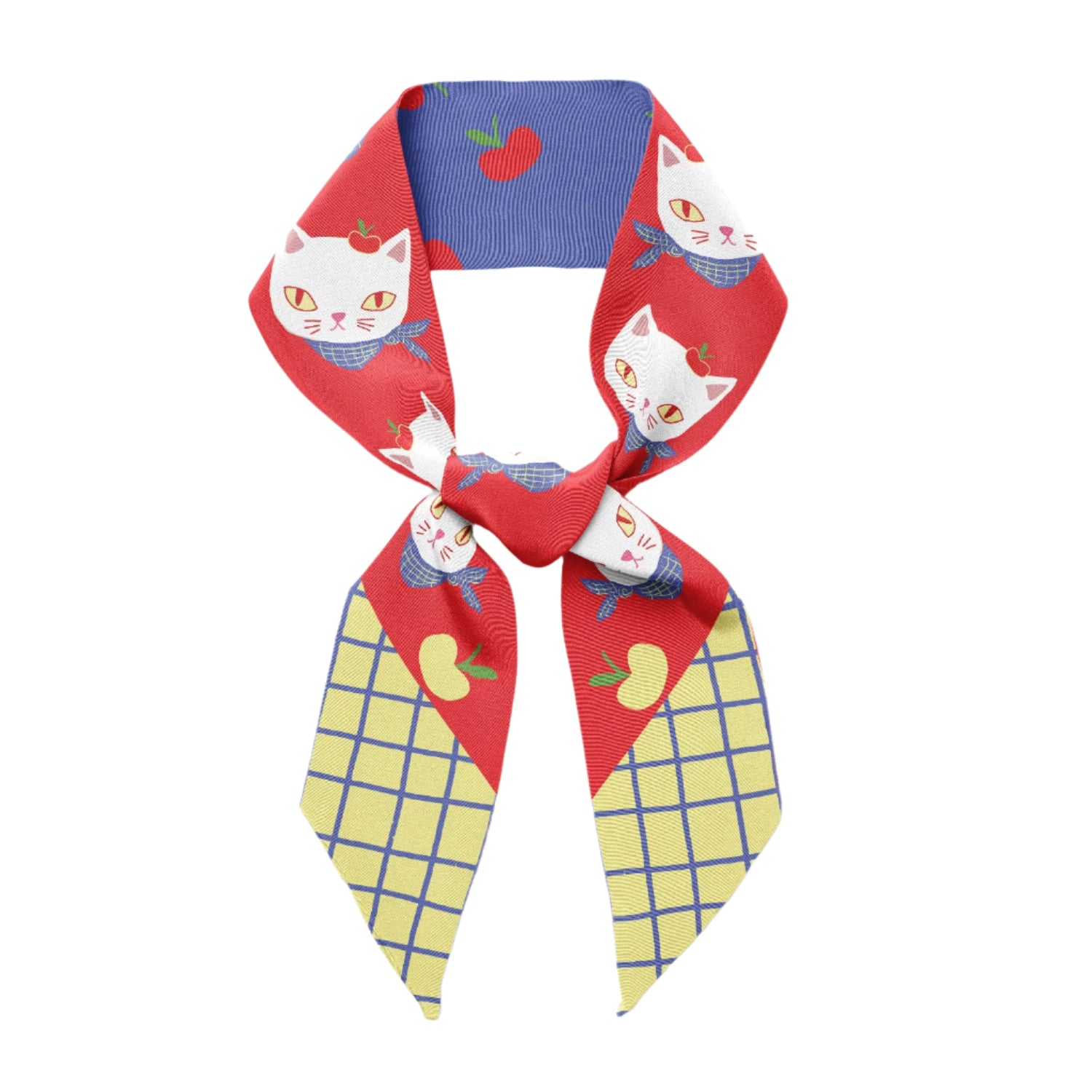 Apple kitty cat twilly ribbon silk scarf for cat lovers from Centinelle